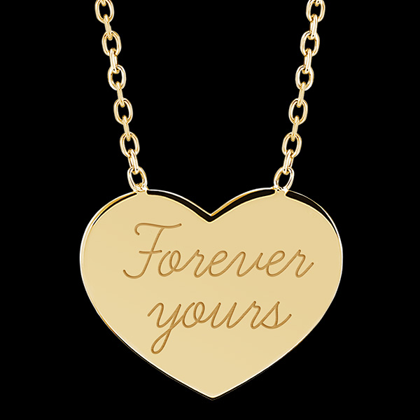 Collier médaille coeur gravé - or jaune 9 carats - Collection Lovely Yours - Edenly Yours