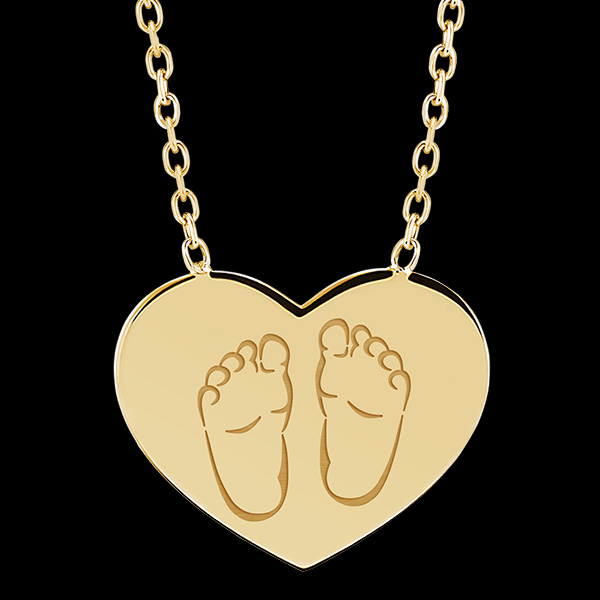 Collier médaille coeur gravée - or jaune 9 carats - Collection Baby Yours - Edenly Yours