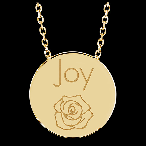 Collier médaille ronde gravé - or jaune 9 carats - Collection Lovely Yours - Edenly Yours