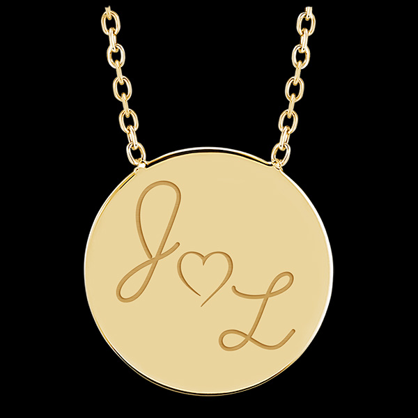 Collier médaille ronde gravée - or jaune 9 carats - Collection ABC Yours - Edenly Yours