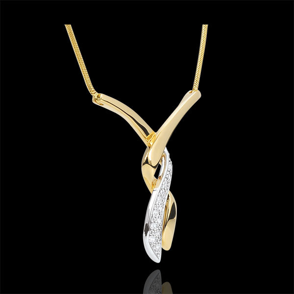Collier pavé - Baiser du Guépard - 13 diamants - or blanc et or jaune 18 carats