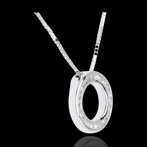 Collier pendule or blanc 18 carats pavée - 22 diamants