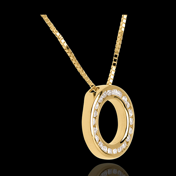 Collier pendule or jaune 18 carats pavée - 22 diamants