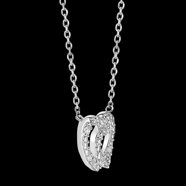 Collier Précieux Secret - Cœur Complices - or blanc 18 carats et diamants 