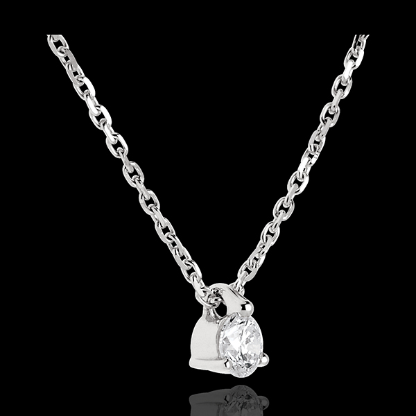 Collier solitaire or blanc 18 carats - 0.16 carat