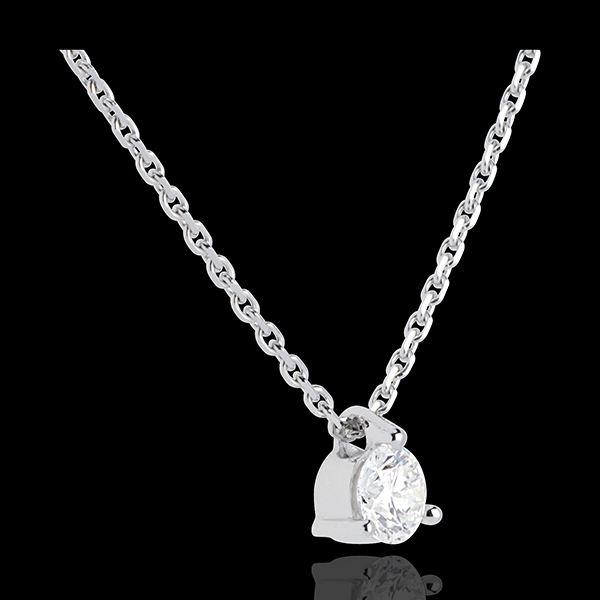 Collier solitaire or blanc 18 carats - 0.26 carat