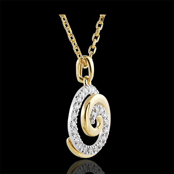 Collier Spirale d'amour or blanc et or jaune 18 carats
