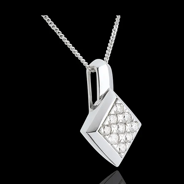 Collar Damero - oro blanco empedrado 18 quilates 