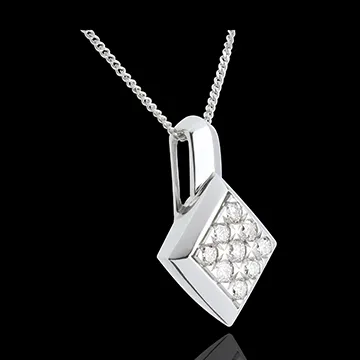 Collar Damero - oro blanco empedrado 18 quilates 