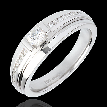 Anillo de Pedida Solitario Destino - Eugénie variación - oro blanco 18 quilates - diamante 0. 22 quilates