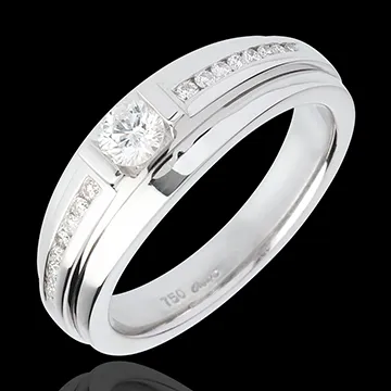 Anillo de Pedida Solitario Destino - Eugénie variación - oro blanco 18 quilates - diamante 0. 22 quilates