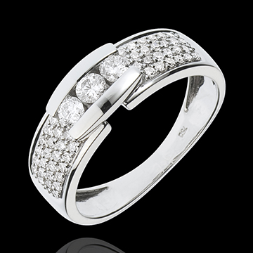 Anillo Constelación - Trilogía - oro blanco 18 quilates - 57 diamantes 0. 509 quilates