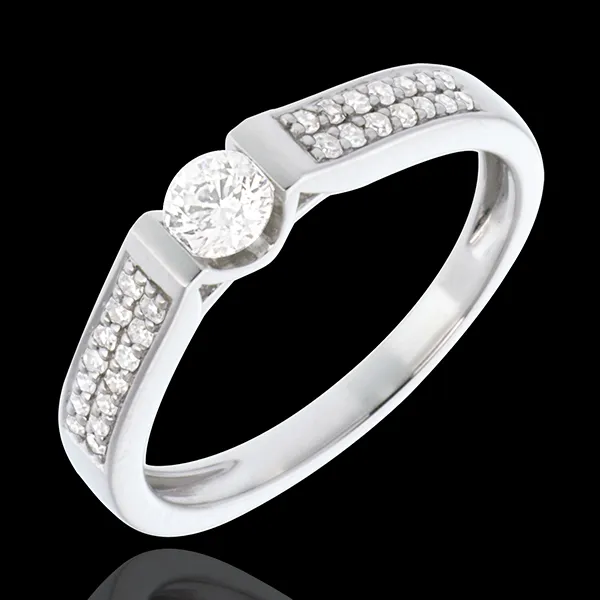 Solitario arco empedrado oro blanco - 0.38 quilates - 29 diamantes