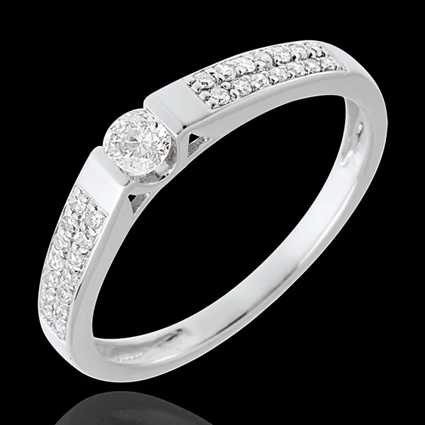 Solitario Arco - oro blanco empedrado 18 quilates - 29 diamantes