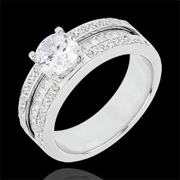 Anillo de Pedida Destino - Constancia - oro blanco 18 quilates - diamante 1 quilates