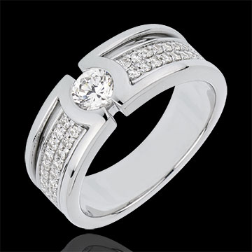 Anillo de pedida Constelación - diamante Solitario - oro blanco 18 quilates - diamante 0. 35 quilates