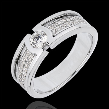Anillo de pedida Constelación - diamante Solitario - oro blanco 18 quilates - diamante 0. 27 quilates