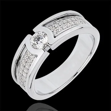 Anillo de pedida Constelación - diamante Solitario - oro blanco 18 quilates - diamante 0. 27 quilates
