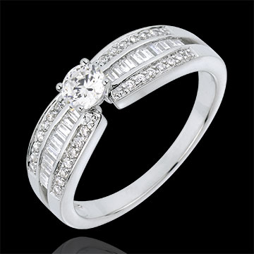 Anillo Solitario Destino - Frederika - oro blanco 18 quilates - diamante 0. 30 quilates