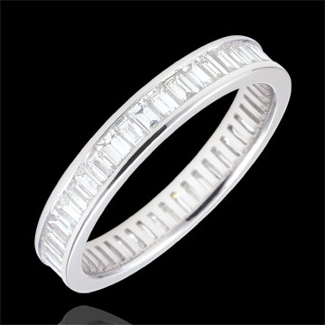 Alianza oro blanco pavimentada - engaste de carril - 1.22 quilates - diamantes baguettes - Vuelta completa