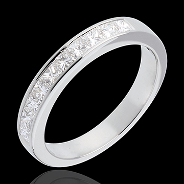 Alianza oro blanco semi empedrado - engaste raíl - - 0.8 quilates - 10 diamantes
