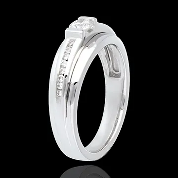 Anillo de Pedida Solitario Destino - Eugénie variación - oro blanco 18 quilates - diamante 0. 22 quilates