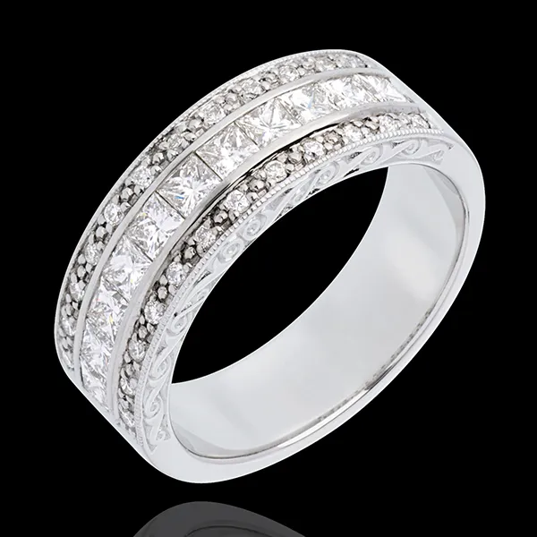 Anillo Hada - Camino a Venus - oro blanco 18 quilates semi pavimentado - 35 diamantes 0. 87 quilates