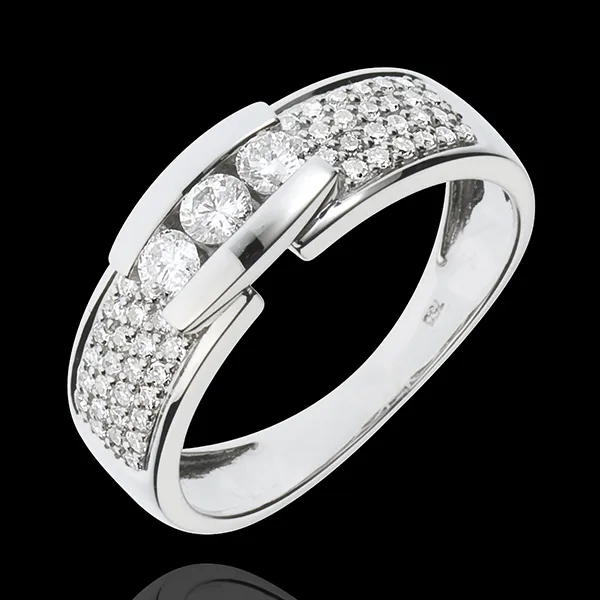 Anillo Constelación - Trilogía - oro blanco 18 quilates - 57 diamantes 0. 509 quilates
