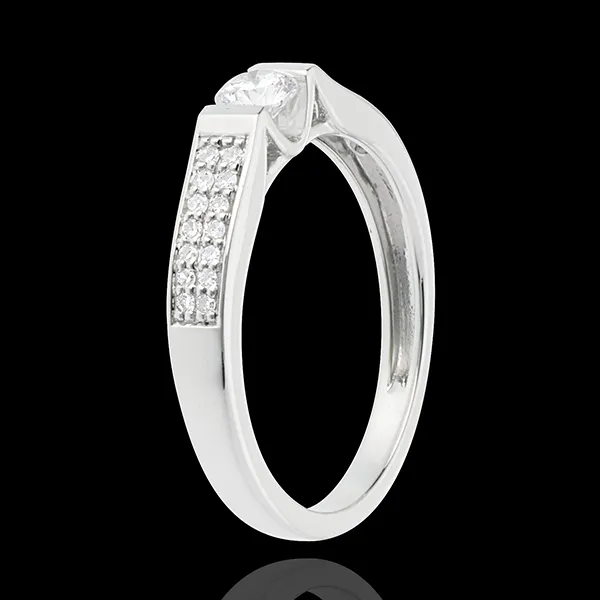 Solitario arco empedrado oro blanco - 0.38 quilates - 29 diamantes