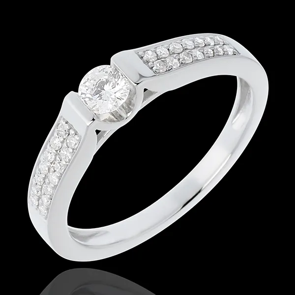 Anillo de Pedida Destino - Arco - oro blanco empedrado 18 quilates - 29 diamantes - 0.31 quilates