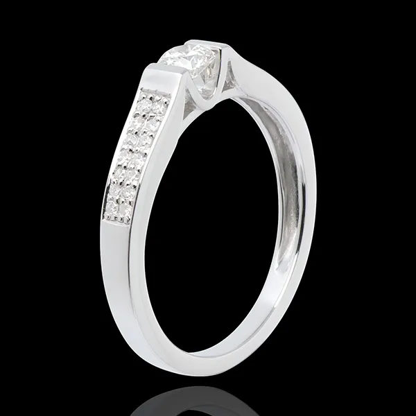 Anillo de Pedida Destino - Arco - oro blanco empedrado 18 quilates - 29 diamantes - 0.31 quilates