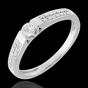 Solitario Arco - oro blanco empedrado 18 quilates - 29 diamantes
