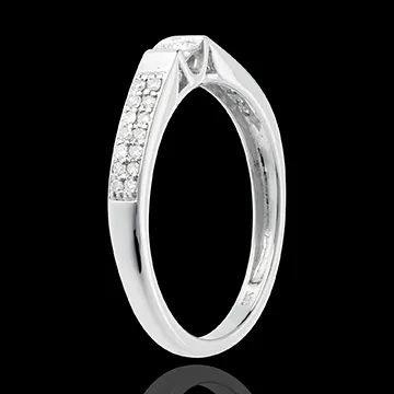 Solitario Arco - oro blanco empedrado 18 quilates - 29 diamantes
