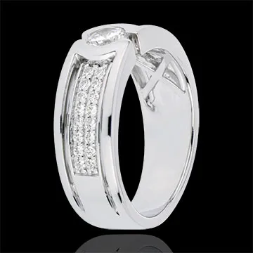 Anillo de pedida Constelación - diamante Solitario - oro blanco 18 quilates - diamante 0. 35 quilates