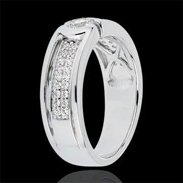 Anillo de pedida Constelación - diamante Solitario - oro blanco 18 quilates - diamante 0. 27 quilates