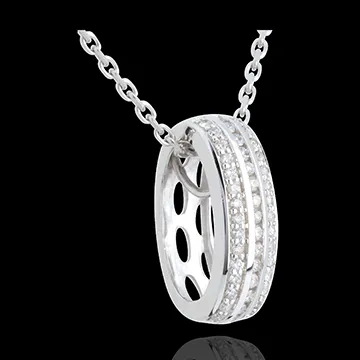 Pandantiv roată diamante - aur alb de 18K - 0.27 carate