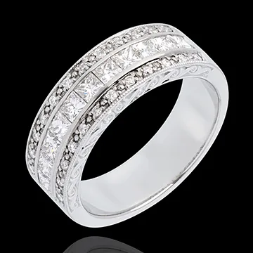 Inel Feerie - Direcţia Venus - aur alb de 18K semi pavat - 0.87 carate - 35 diamante