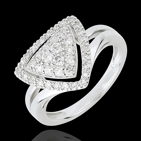 Inel Navă Spaţială Diamante - aur alb de 18K 