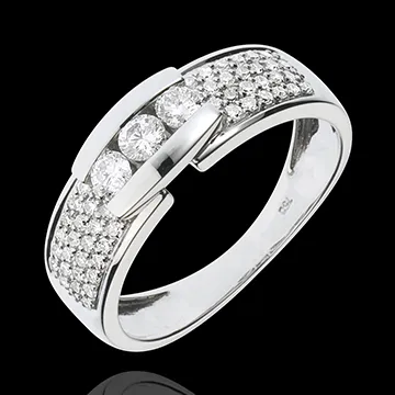 Inel Constelaţie - Trilogie aur alb de 18K pavat - 0.509 carate - 57 diamante