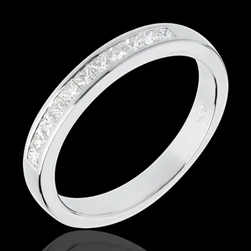 Verighetă din aur alb de 18K semi pavată - setare bară - 0.31 carate - 11 diamante