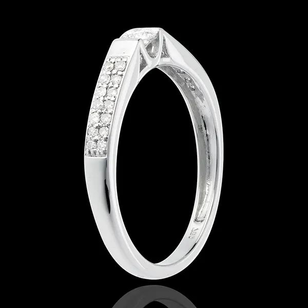 Solitaire Arc aur alb de 18K pavat - 0.12 carate - 29 diamante