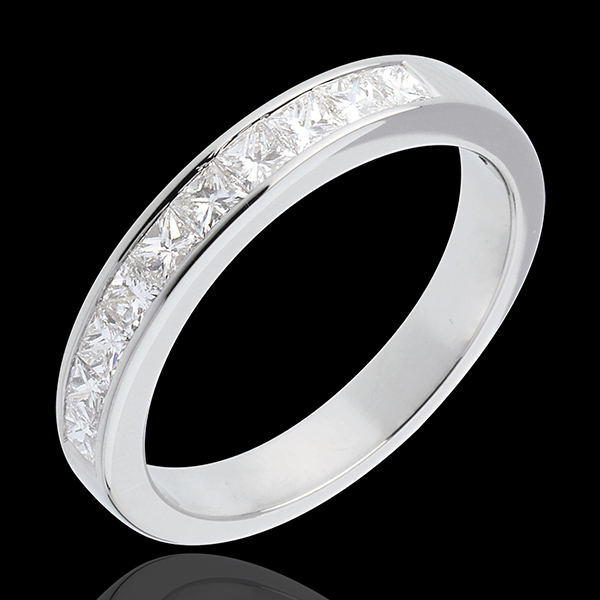 Verighetă din aur alb de 18K semi pavată - setare bară - 0.8 carate - 10 diamante