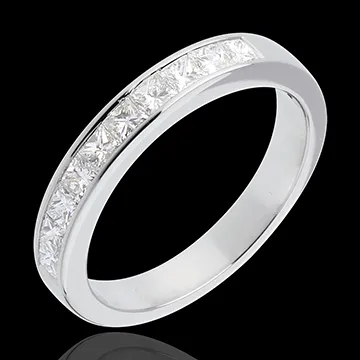 Verighetă din aur alb de 18K semi pavată - setare bară - 0.8 carate - 10 diamante