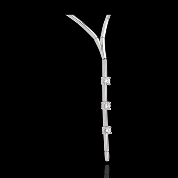 Colier trilogie stalactită - 0.47 carate - 3 diamante - aur alb de 18K