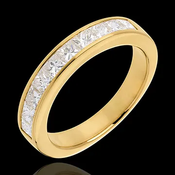 Verighetă din aur galben de 18K semi pavată - setat bară - 1 carat 