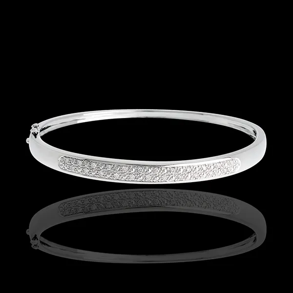 Jonc diorama barrette diamants - or blanc 18 carats - 0.25 carats - 23 diamants