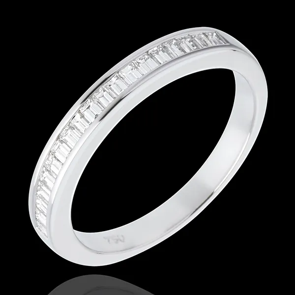 Alliance or blanc 18 carats semi pavée - serti rail - 0.3 carats