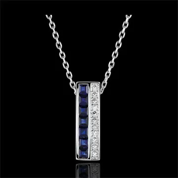 Collier Constellation - Zodiaque - saphirs bleus et diamants - or blanc 9 carats