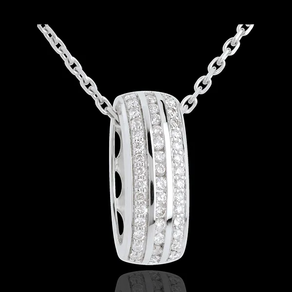 Pendentif roue diamants - or blanc 18 carats - 0.27 carats