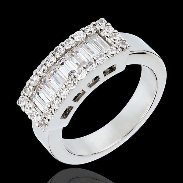 Bague Lanière or blanc 18 carats diamants - 1.38 carats - 31 diamants